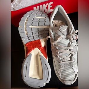 Nike Light Gray and Red Running Shoes